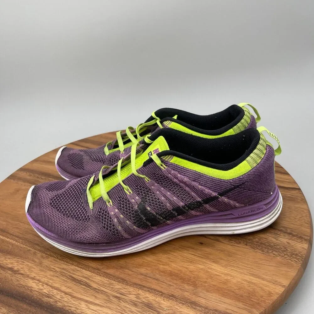 Nike Flyknit One Lunarlon Shoes Mens Size 11 Purple Running Comfort Walking Gym